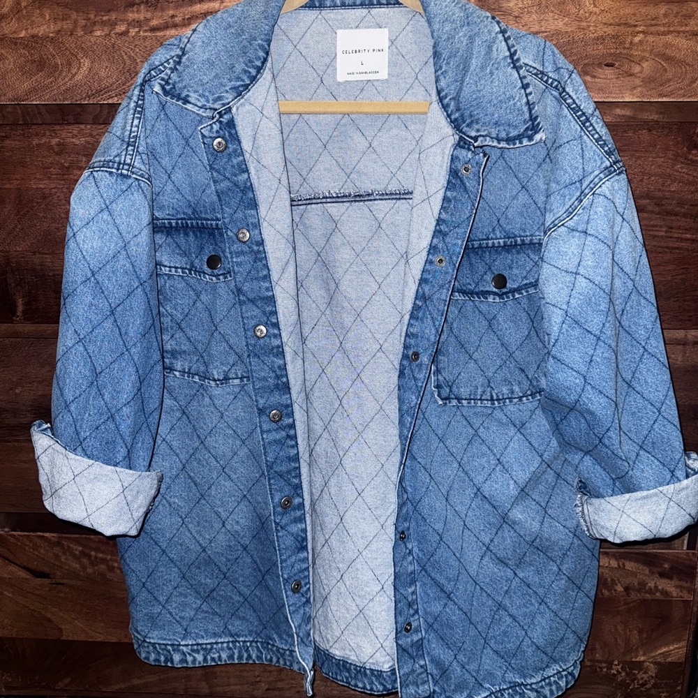 Celebrity Pink Quilted Blue Jacket